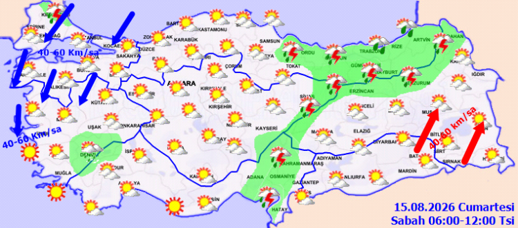 Yurtta bugün hava nasıl olacak? (15 Ağustos 2026 Cumartesi)