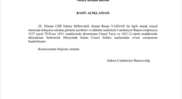 CHP Edirne Milletvekili Yazgan hakkında re’sen soruşturma