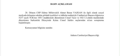 CHP Edirne Milletvekili Yazgan hakkında re’sen soruşturma