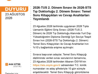 2026-TUS ve STS Tıp Doktorluğu sınavlarının soru kitapçıkları yayımlandı