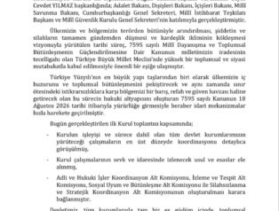 Milli Dayanışma ve Bütünleşme Koordinasyon Kurulu ilk toplantısını gerçekleştirdi
