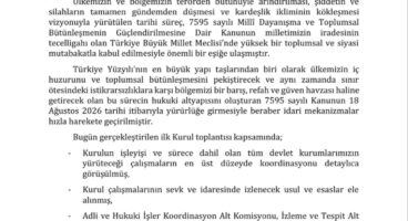 Milli Dayanışma ve Bütünleşme Koordinasyon Kurulu ilk toplantısını gerçekleştirdi