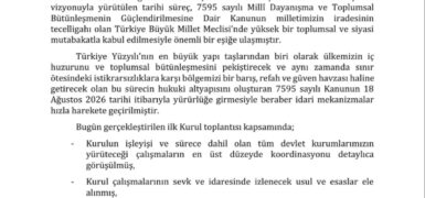 Milli Dayanışma ve Bütünleşme Koordinasyon Kurulu ilk toplantısını gerçekleştirdi