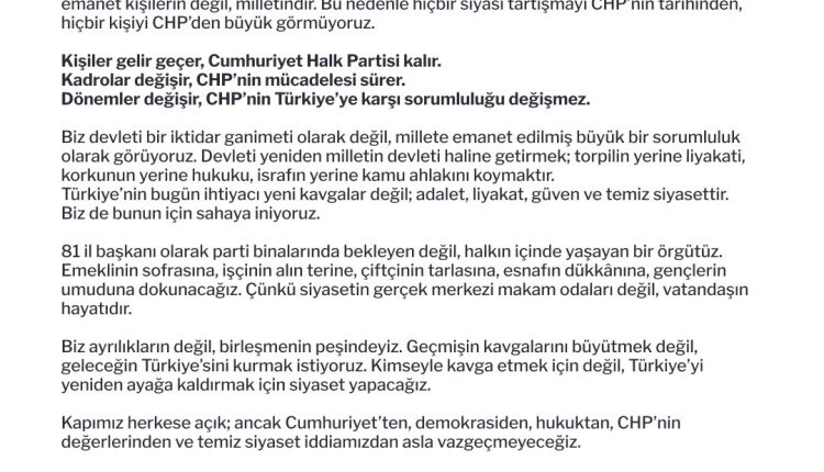 CHP’nin 81 il başkanından ortak mesaj: CHP buradadır