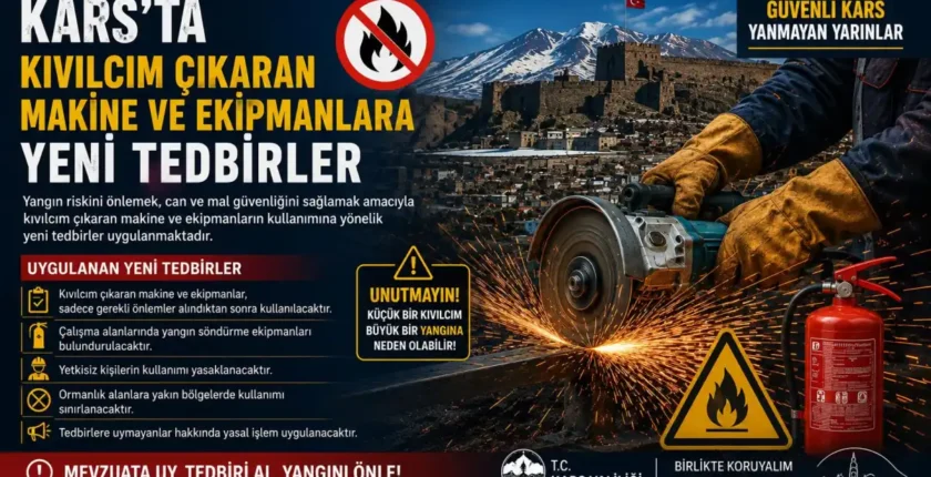 Kars’ta kıvılcım oluşturan makinelerin kullanımına yangın önlemi