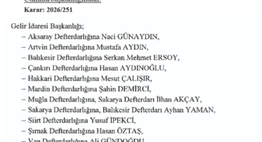 11 ilin defterdarlığına atama