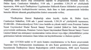 Aydın Didim’de iki taşınmaz için özelleştirme kararı