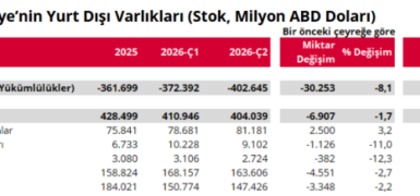 Türkiye’nin net yatırım pozisyonunda açık 402,6 milyar dolara ulaştı