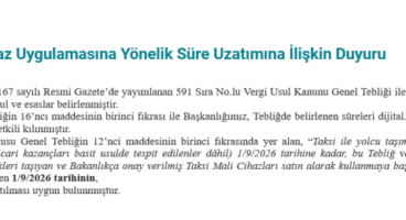 Taksi Mali Cihaz zorunluluğunda süre uzatıldı