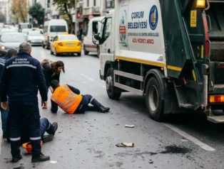 Çorum’da Çöp Kamyonundan Düşen 2 Belediye İşçisi Yaralandı
