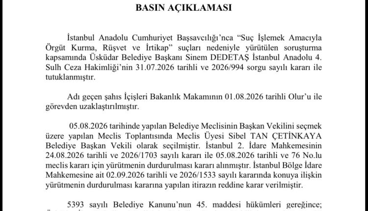 Üsküdar’da başkan vekilliği seçiminin tarihi belli oldu